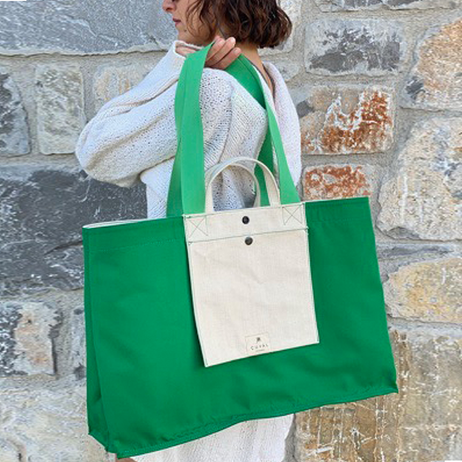 No. 206 Xxlarge Tote Avocado (Reversible) | Maison Orient