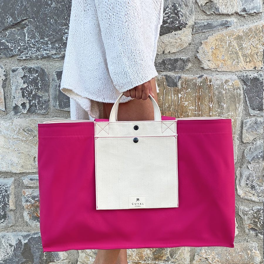 No. 206 Xxlarge Tote Raspberry (Reversible) | Maison Orient