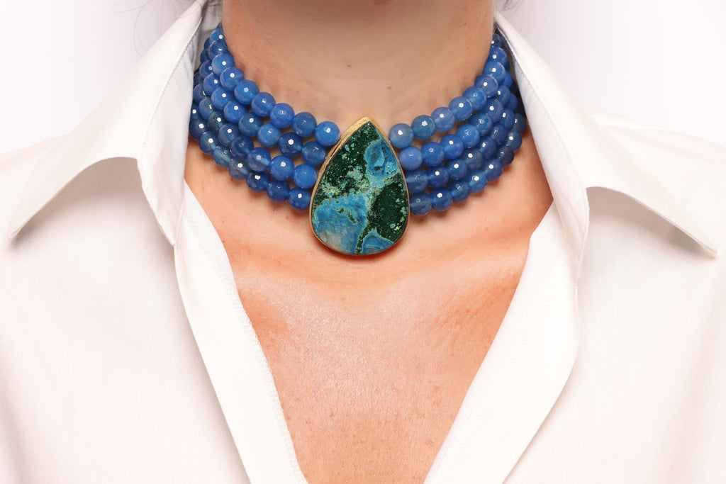 Azure Choker With Azurite - Maison OrientChadia HamatiMaison OrientNecklaces