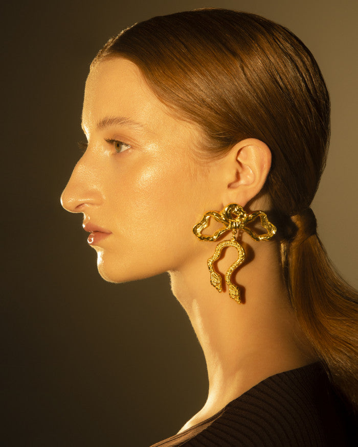 Bow With Snake Earrings | Maison Orient