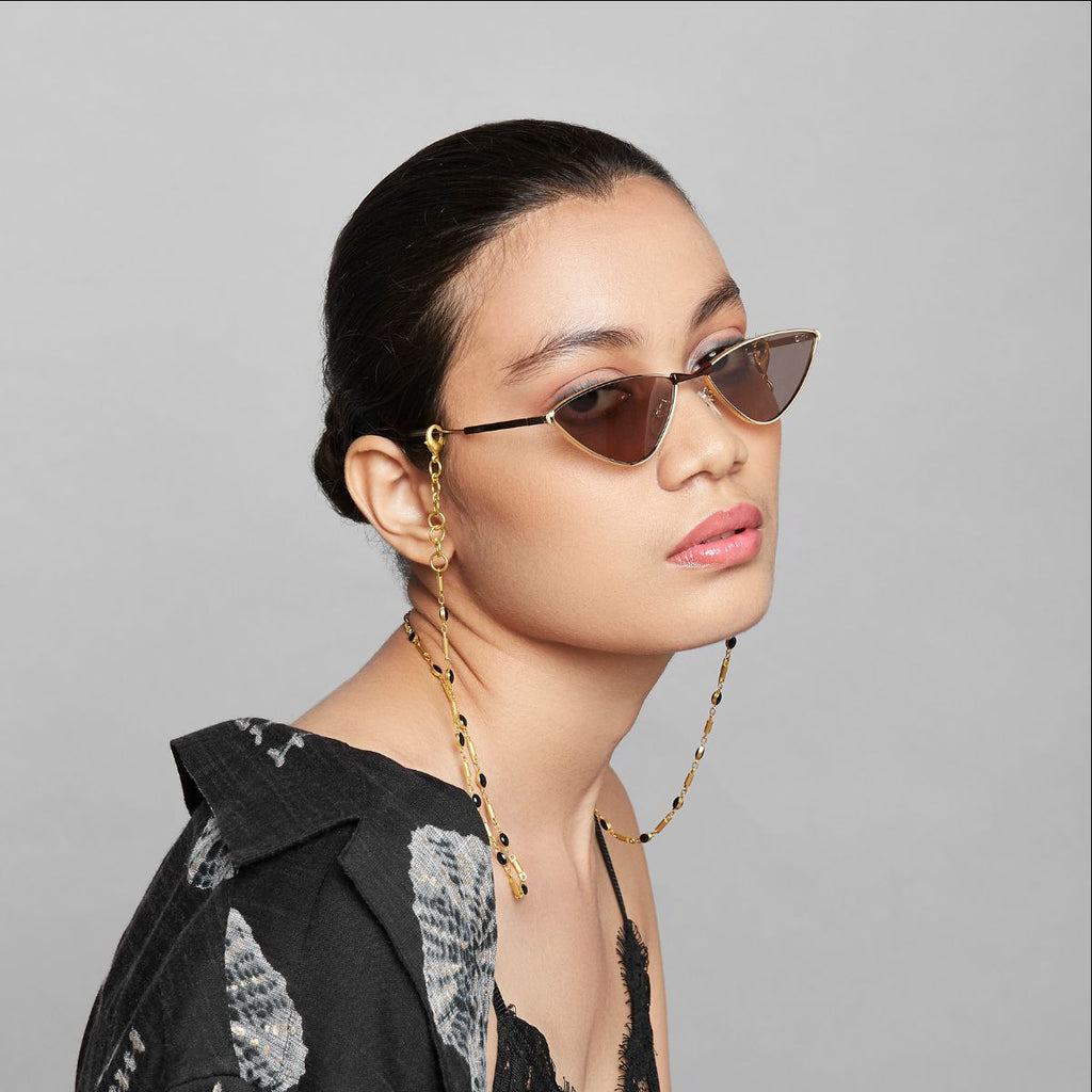 Black Gold Sunglass Chain In Black / Gold - Maison OrientRoma NarsinghaniMaison OrientNecklaces