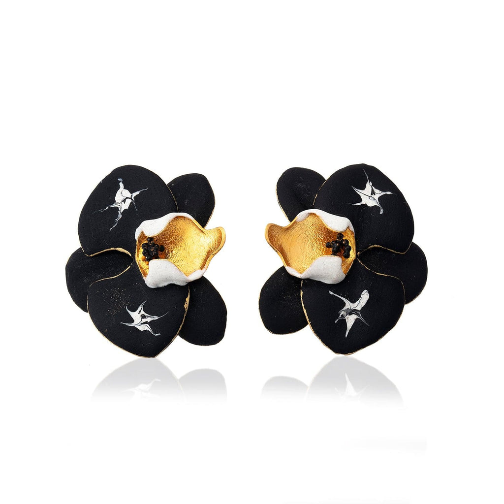 Black & White Orchid Flower Earrings - Maison OrientMilou JewelryMaison OrientEarrings