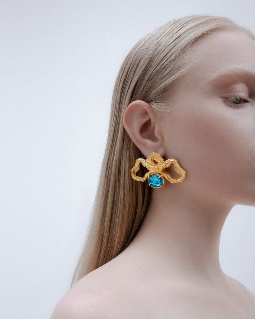 Bow Earrings Blue Stones - Maison OrientNatia X LakoMaison OrientEarrings