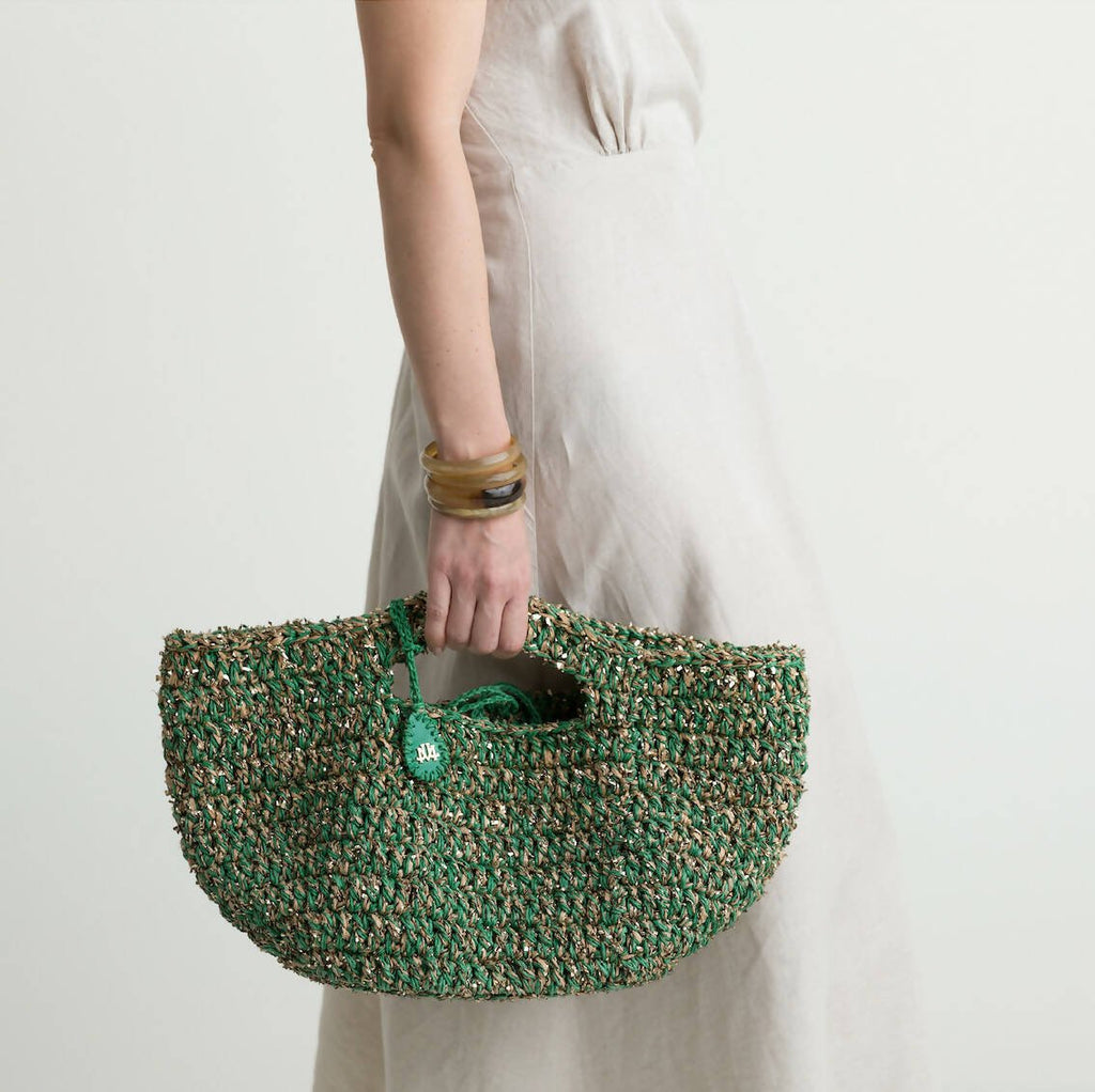 CAPRI IN CLASSIC GREEN BASKET TOTE - Maison OrientJIMBAMaison OrientTote Bags