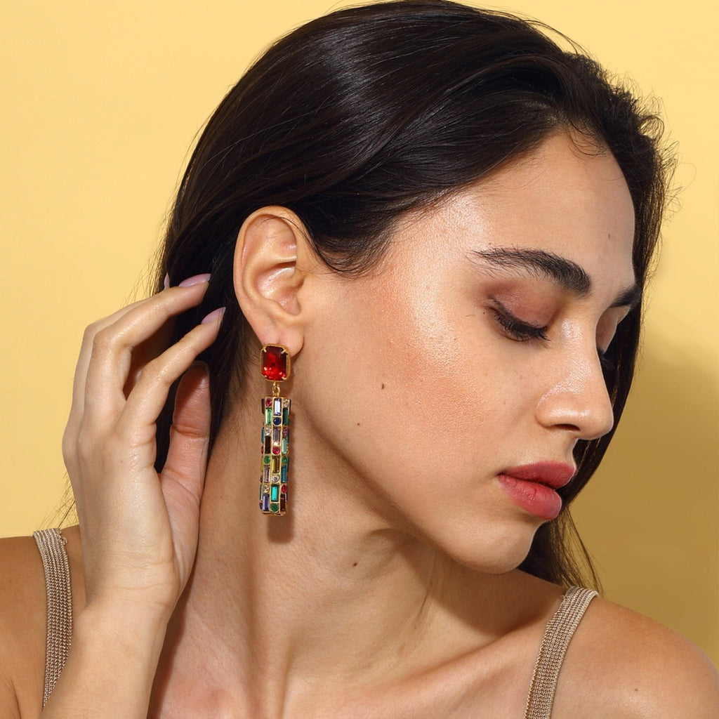 Cher Drop Earrings - Emerald Red - Maison OrientMaison SoulaMaison OrientEarrings