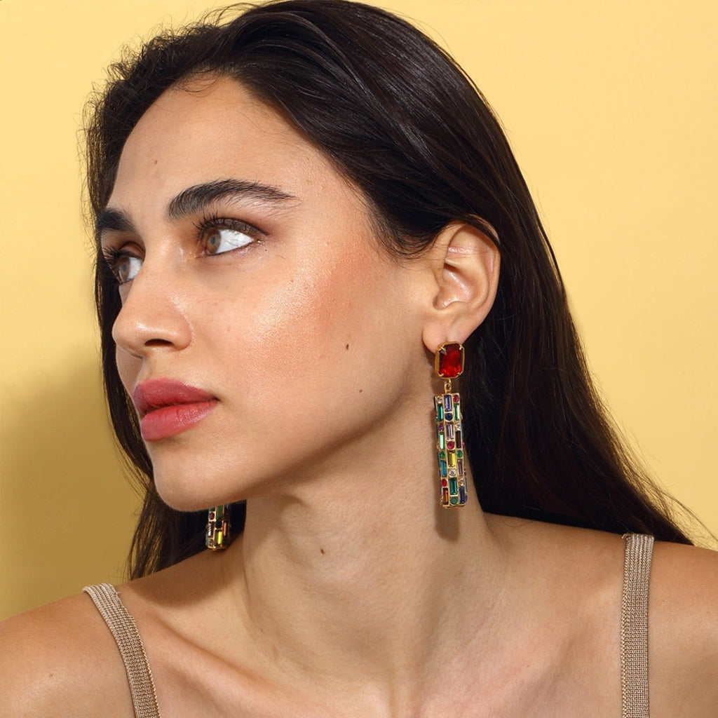 Cher Drop Earrings - Emerald Red - Maison OrientMaison SoulaMaison OrientEarrings