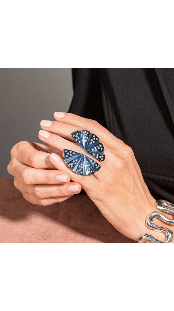 Contemporary Butterfly Titanium And Diamond Ring - Maison OrientYazJewelsMaison OrientRings