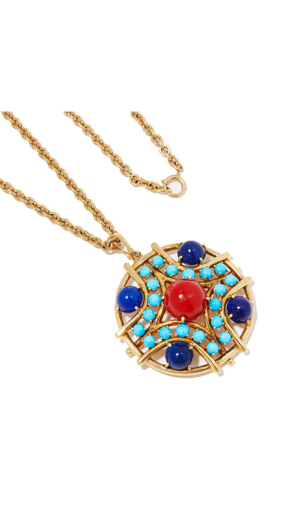 Contemporary Multi Colored Gemstone Medallion Necklace - Maison OrientYazJewelsMaison OrientNecklaces