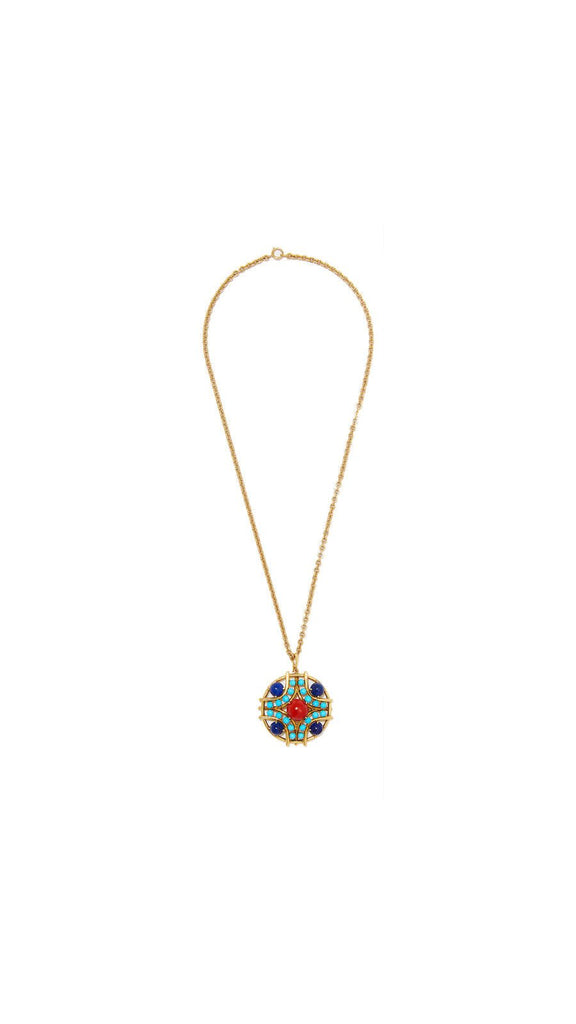 Contemporary Multi Colored Gemstone Medallion Necklace - Maison OrientYazJewelsMaison OrientNecklaces