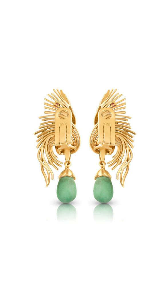 Diamond, Ruby And Sapphire Turquoise Drop Spray Ear Clips - Maison OrientYazJewelsMaison OrientEarrings