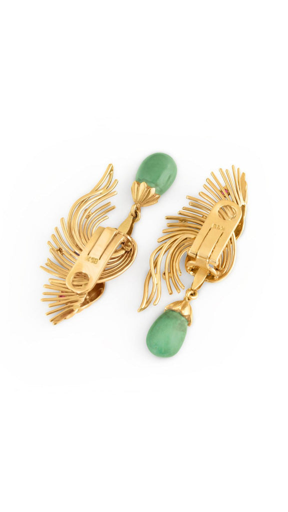 Diamond, Ruby And Sapphire Turquoise Drop Spray Ear Clips - Maison OrientYazJewelsMaison OrientEarrings