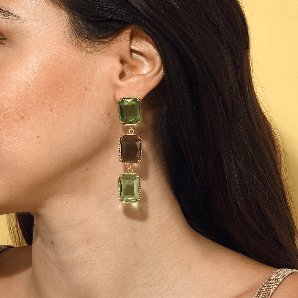 Donna Earrings - Light Green & Amethyst - Maison OrientMaison SoulaMaison OrientEarrings