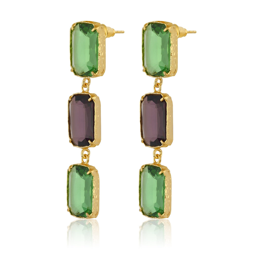 Donna Earrings - Light Green & Amethyst - Maison OrientMaison SoulaMaison OrientEarrings