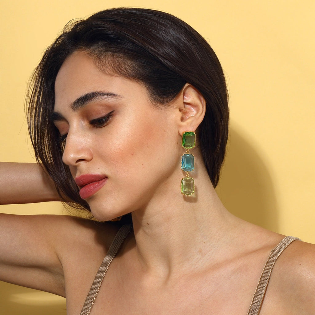 Donna Earrings - Light Green & Deep Blue - Maison OrientMaison SoulaMaison OrientEarrings