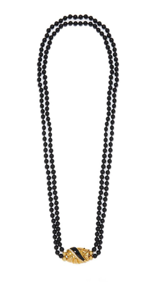 Double Strand Black Onyx Necklace And 18K Diamond Clasp - Maison OrientYazJewelsMaison OrientNecklaces