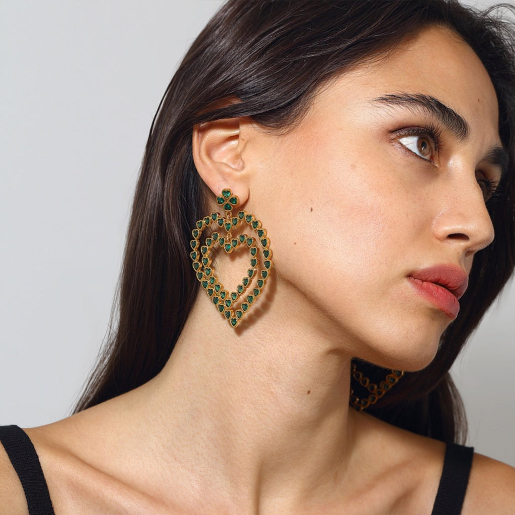 Follow Your Heart Earrings - Emerald Green - Maison OrientMaison SoulaMaison OrientEarrings