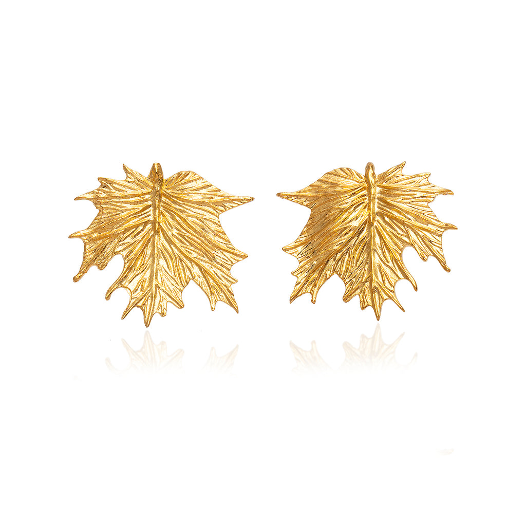 Gold Maple Leaf Earrings | Maison Orient