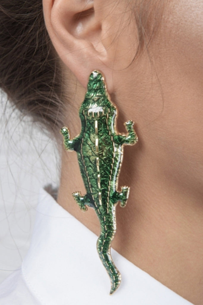 Green Large Crocodile Earrings - Maison OrientNatia X LakoMaison OrientEarrings