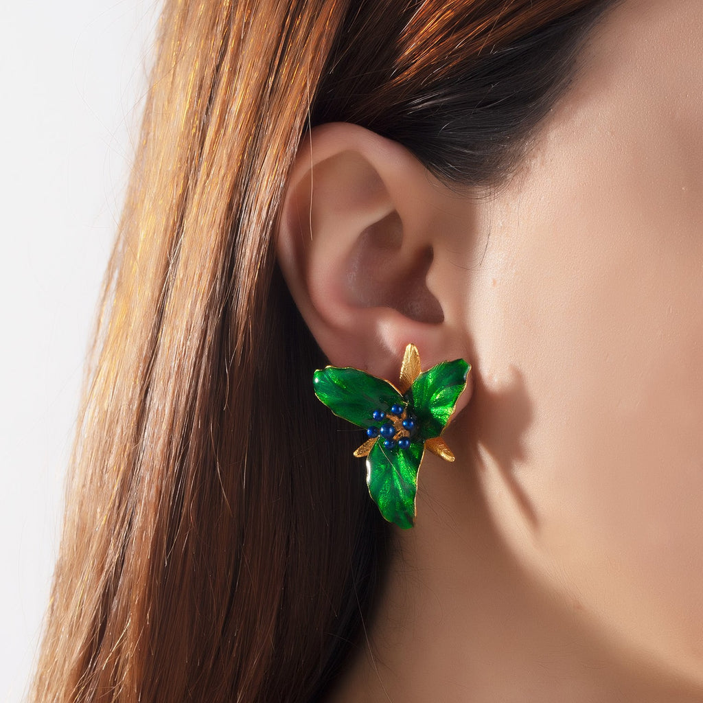 Green Lily Flower Earrings - Maison OrientMilou JewelryMaison OrientEarrings