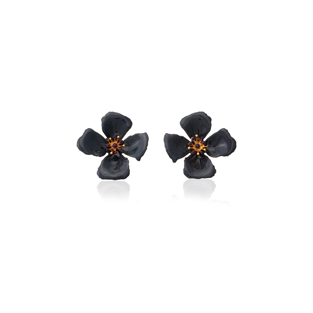 Grey Hibiscus Flower Earrings - Maison OrientMilou JewelryMaison OrientEarrings