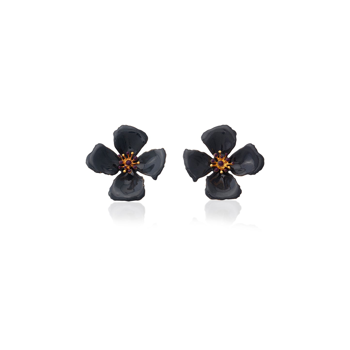 Grey Hibiscus Flower Earrings | Maison Orient