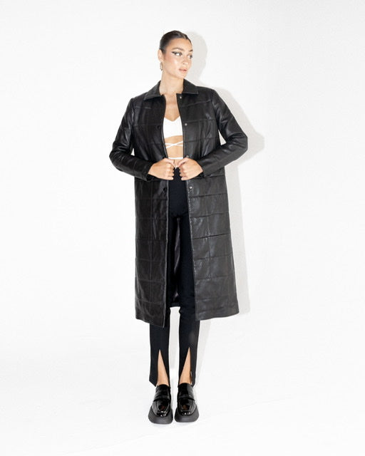 Maple leather coat black | Maison Orient