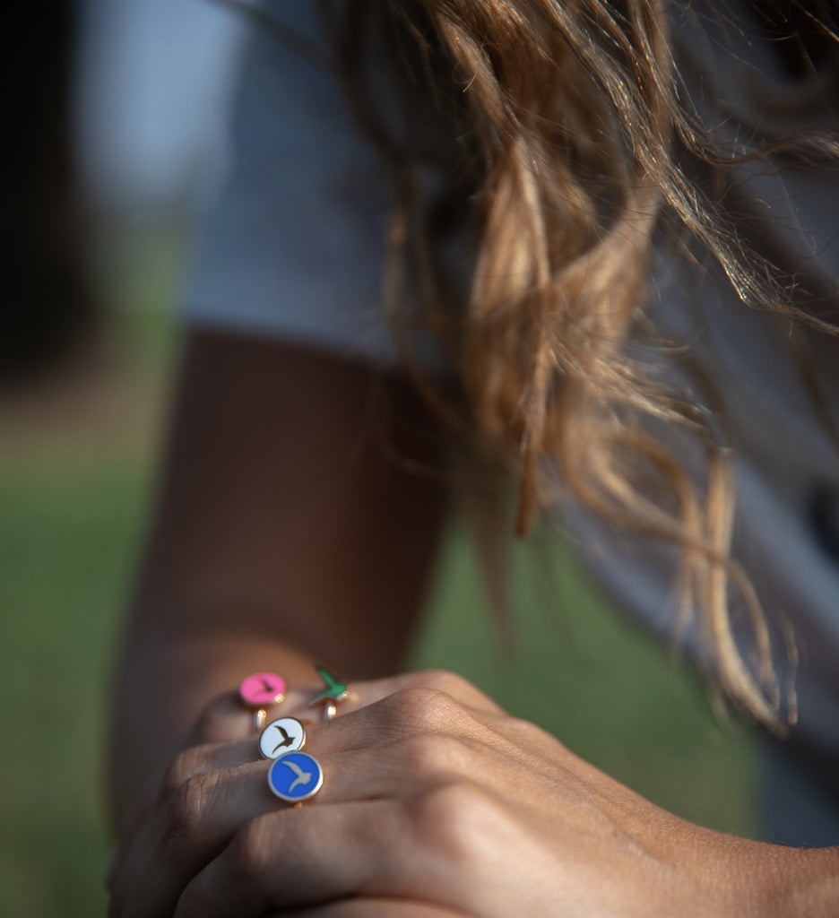 Pink Enamel round ring | Maison Orient