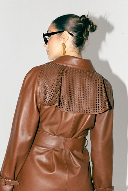 Ebony leather coat camel | Maison Orient