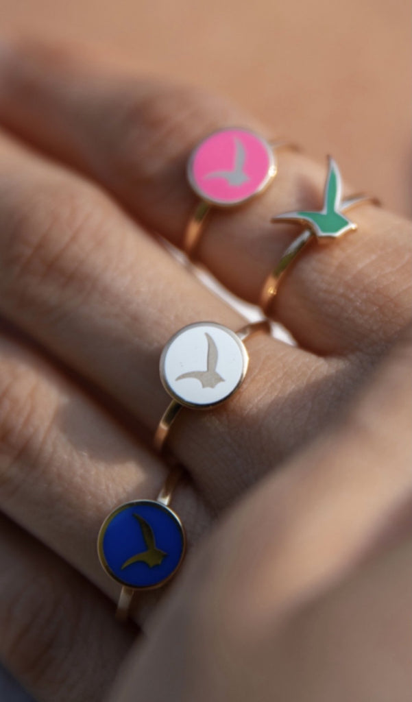 Pink Enamel round ring | Maison Orient
