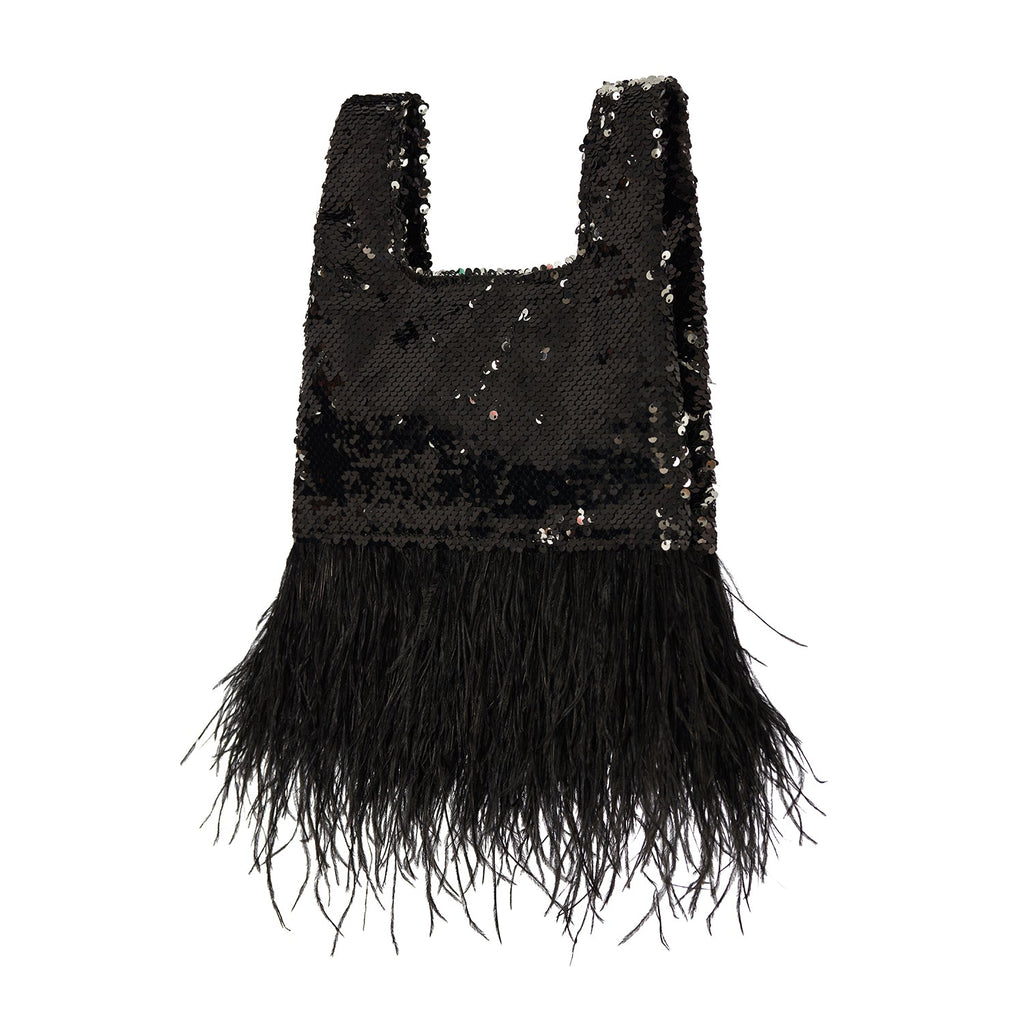 Jade In Black/ Silver Sequin With Feather - Maison OrientJIMBAMaison OrientMini Bags