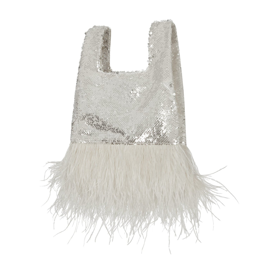 Jade In White Sequin With Feather - Maison OrientJIMBAMaison OrientMini Bags