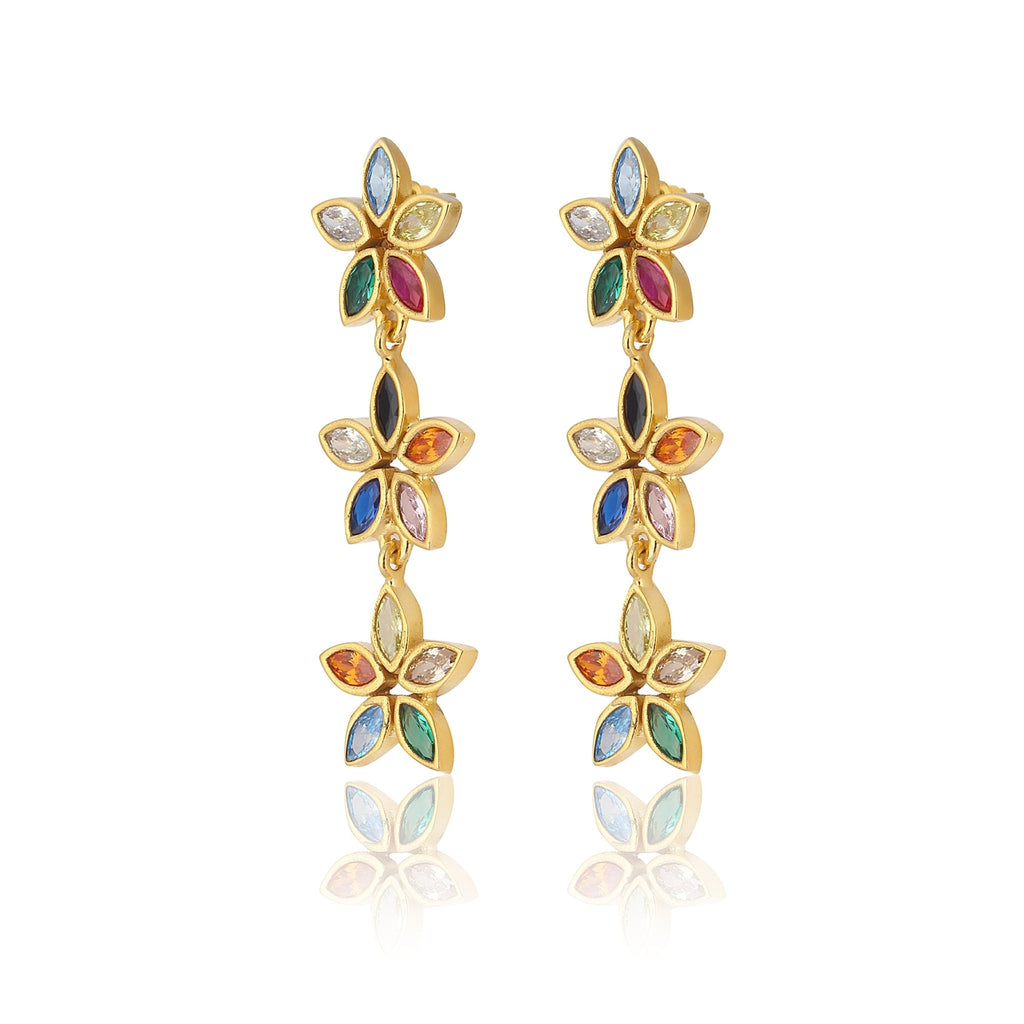 Kalea Flower Trio Drop Earrings - Maison OrientMaison SoulaMaison OrientEarrings