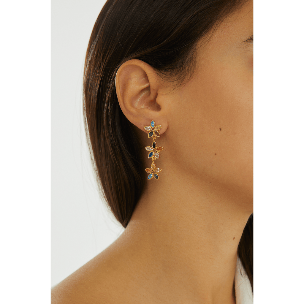 Kalea Flower Trio Drop Earrings - Maison OrientMaison SoulaMaison OrientEarrings