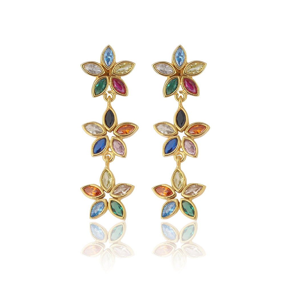 Kalea Flower Trio Drop Earrings - Maison OrientMaison SoulaMaison OrientEarrings