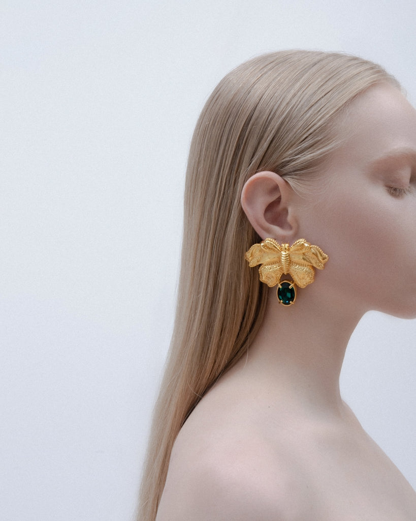 Large Butterfly Earrings With Blue Stones - Maison OrientNatia X LakoMaison OrientEarrings