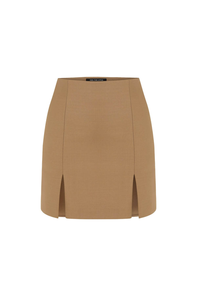 Lily Camel Mini Skirt | Maison Orient
