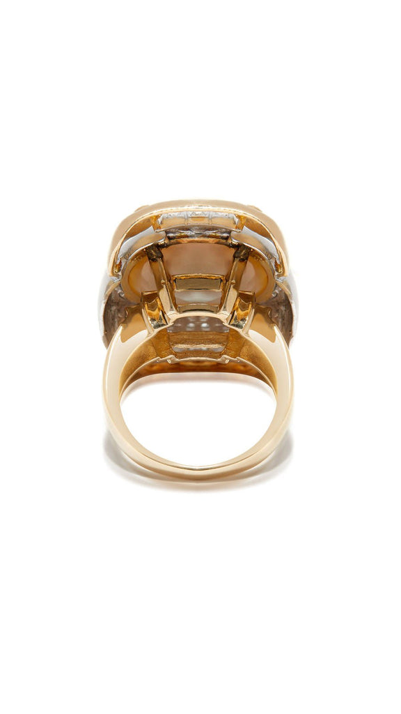 Mabe Pearl And Diamond Two Tone Elongated Ring - Maison OrientYazJewelsMaison OrientRings