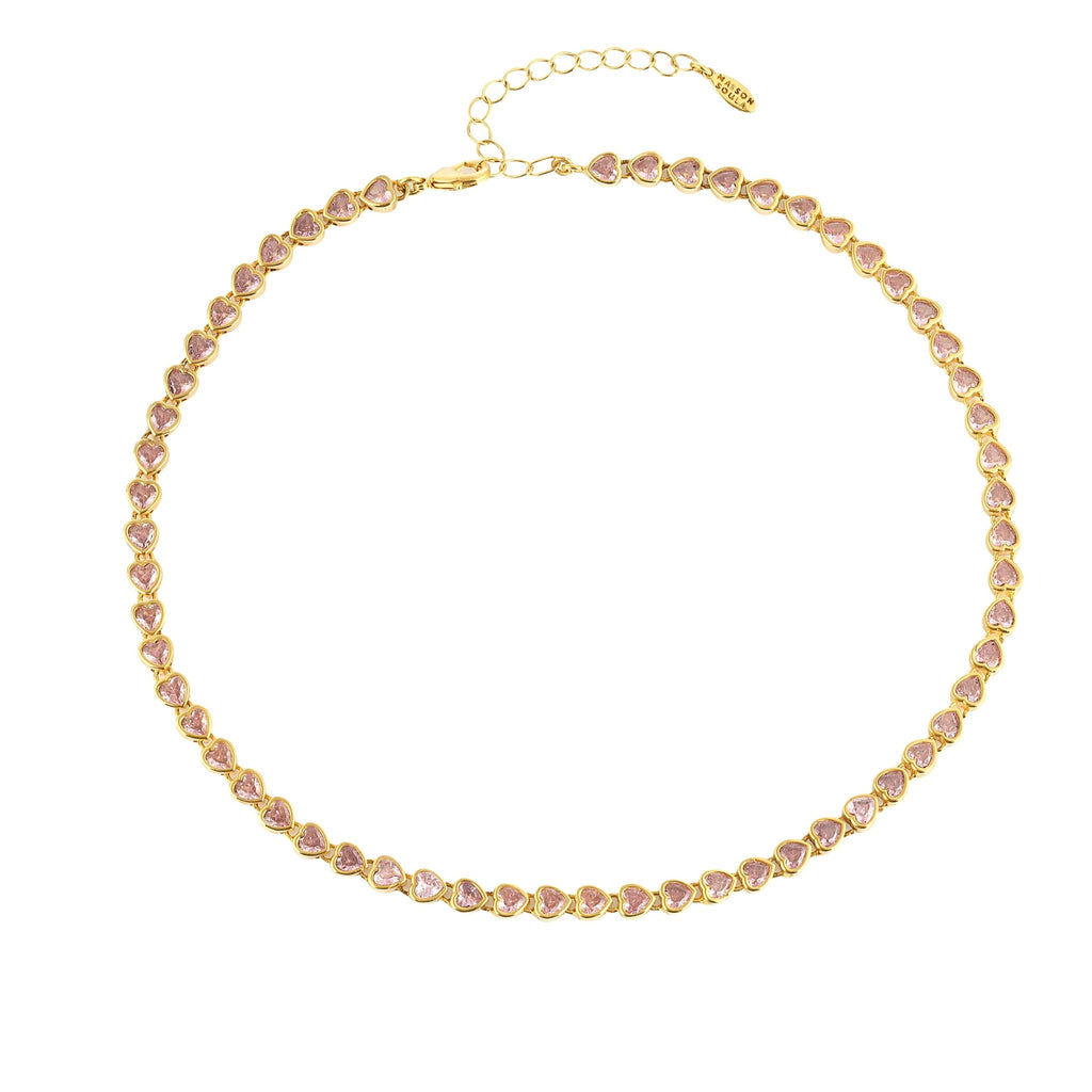 Many Tiny Hearts Tennis Necklace - Rose Pink - Maison OrientMaison SoulaMaison OrientNecklaces
