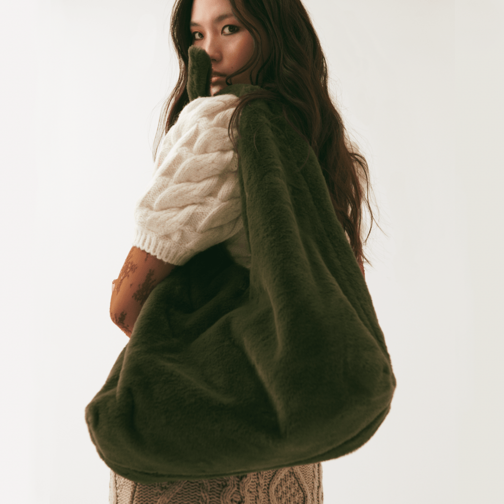 Maxi Ritz In Khaki Faux Fur - Maison OrientJIMBAMaison OrientShoulder Bags