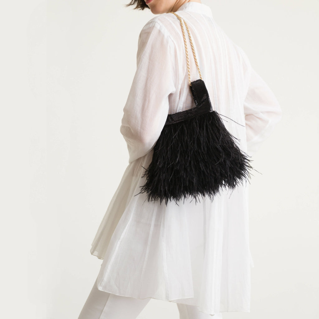 Micro Ines In Black Sequin With Feather - Maison OrientJIMBAMaison OrientMini Bags