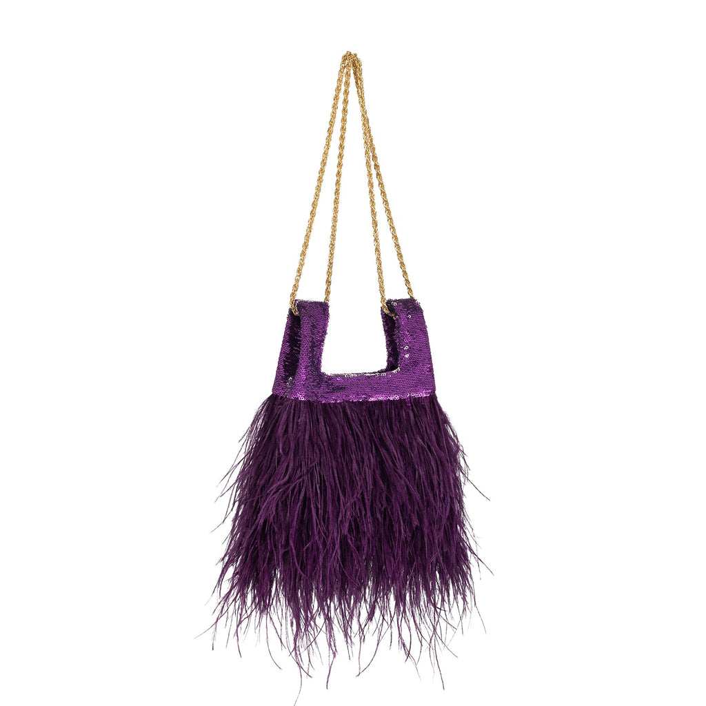 Micro Ines In Dahlia Sequin With Feather - Maison OrientJIMBAMaison OrientMini Bags