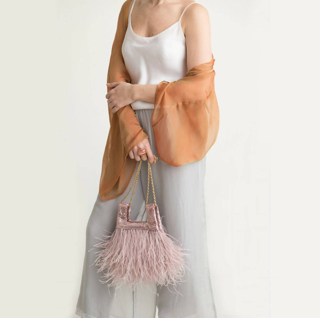 Micro Ines In Tickled Pink Sequin With Feather - Maison OrientJIMBAMaison OrientMini Bags