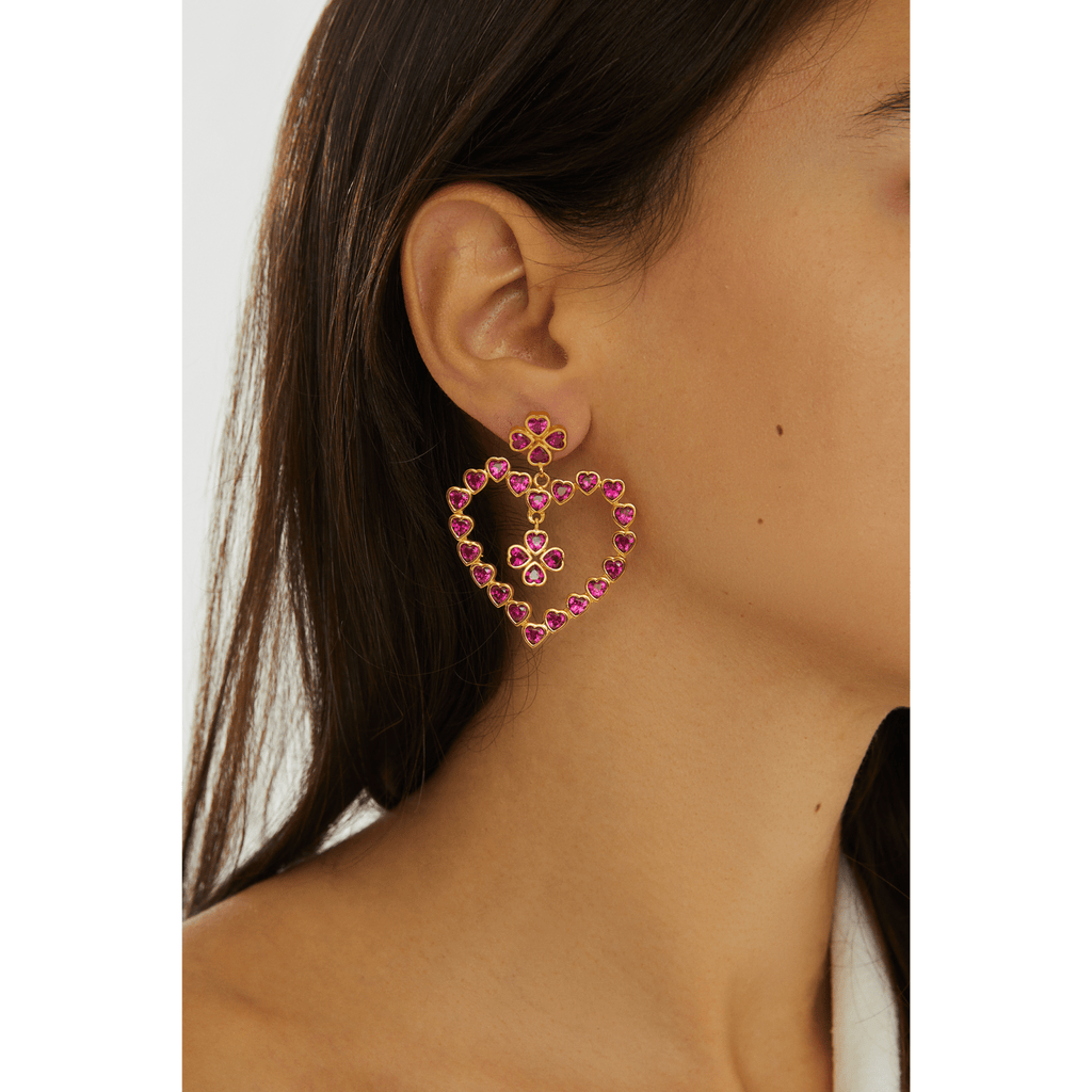 Mighty Heart Earrings - Vibrant Pink - Maison OrientMaison SoulaMaison OrientEarrings