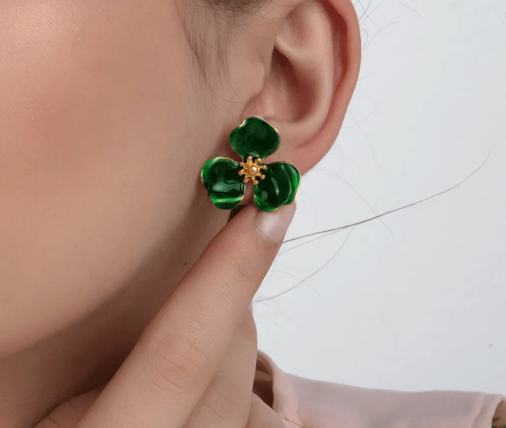 Milou Bloom Flower Earrings - Green - Maison OrientMilou JewelryMaison OrientJewelry