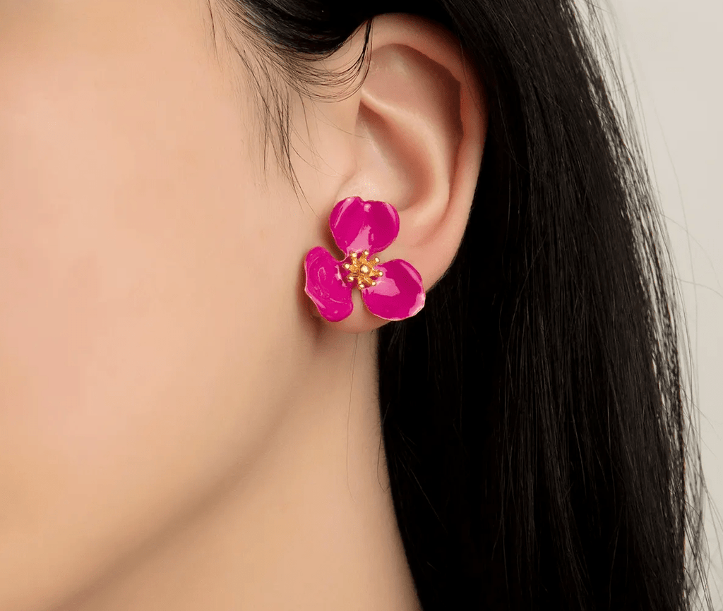Milou Bloom Flower Earrings - Raspberry - Maison OrientMilou JewelryMaison OrientJewelry