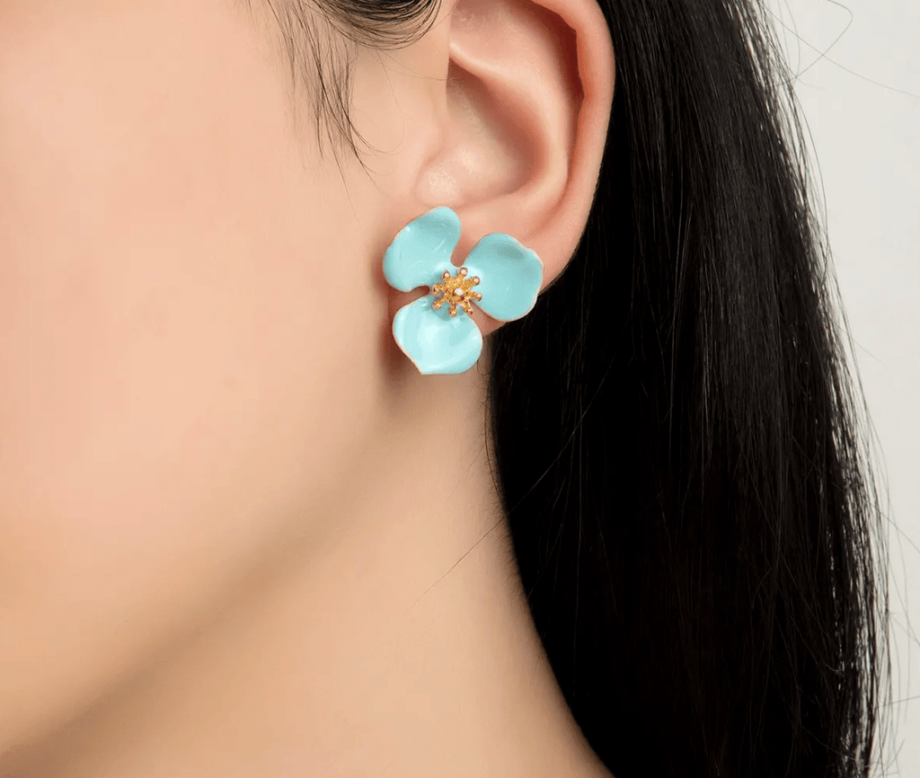 Milou Bloom Flower Earrings - Turquoise Blue - Maison OrientMilou JewelryMaison OrientJewelry