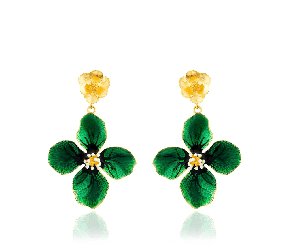 Milou Gold & Green Flower Drop Earrings - Maison OrientMilou JewelryMaison OrientJewelry
