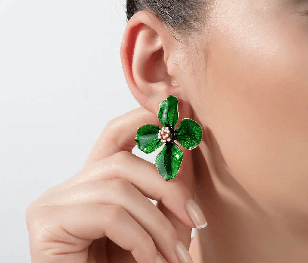 Milou Green Clover Flower Earrings - Maison OrientMilou JewelryMaison OrientJewelry