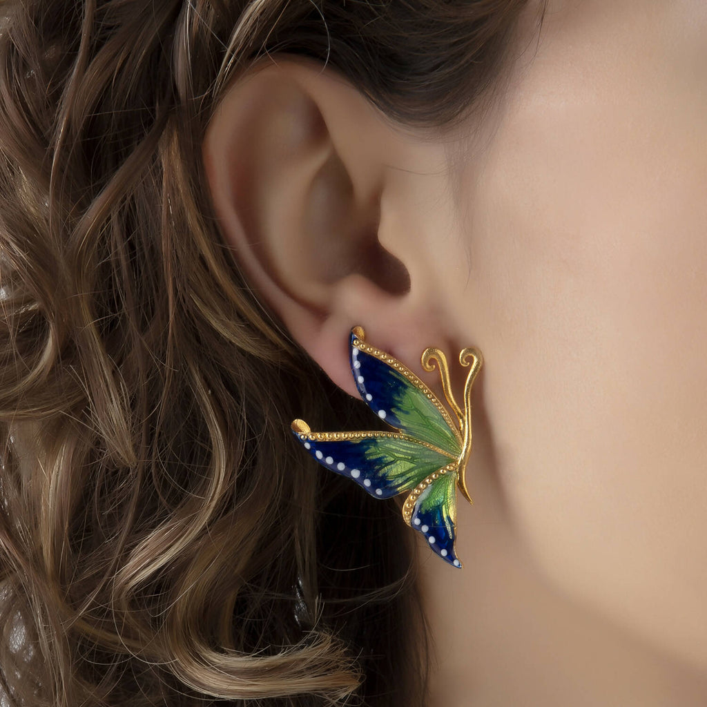 Milou Green & Navy Blue Butterfly Earrings - Maison OrientMilou JewelryMaison OrientJewelry