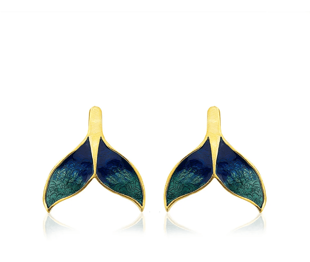 Milou Green & Navy Blue Whale Tail Earrings - Maison OrientMilou JewelryMaison OrientJewelry